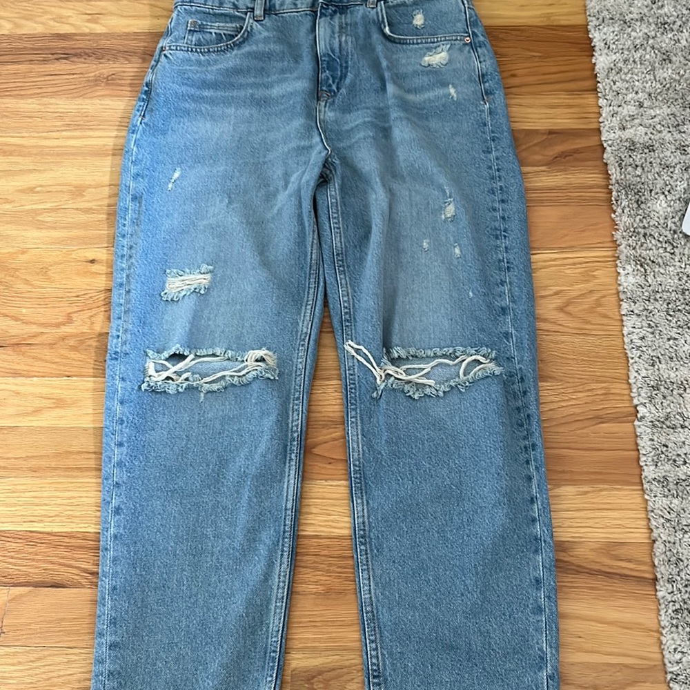 Zara straight leg high rise jean